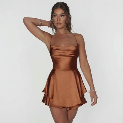 Cascade Satin Slip Dress